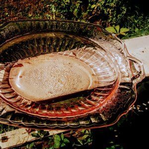 Depression glass pink server